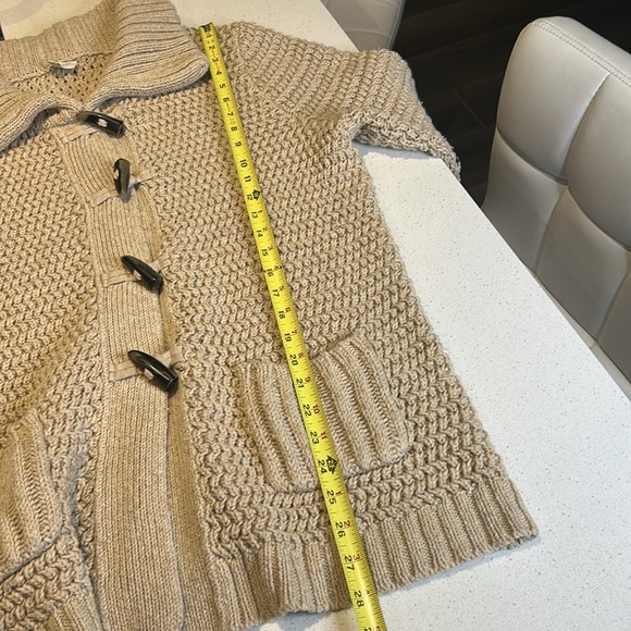 Talbots Chunky Knit Toggle Button Cotton/Wool Fisherman Cardigan Sweater Size L - Picture 11 of 15